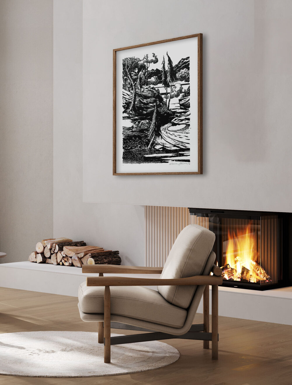 Sur la colline de Pratzen, linogravure, 50x70cm – Image 3